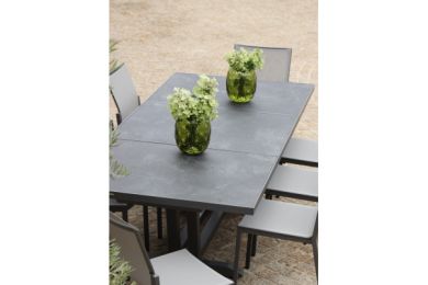 Table Amaka extensible 200/300 plateau céramique ardoise- Les Jardins