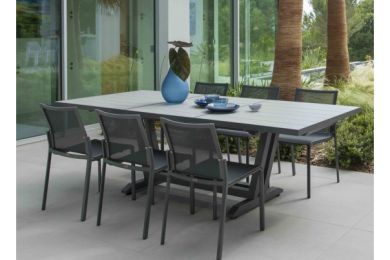 Table Amaka extensible 200/300 HPL gris espace - Les Jardins