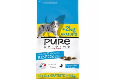 Chien Junior +15kg - 12kg+2 offerts - Pure origine