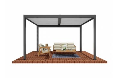 Pergola autoportée bioclimatique manuelle ZEPHIR 5.74x4m - Toit plat - Océo