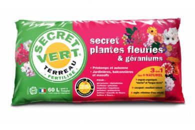 Secret plantes fleuries et géraniums - Terreau BIO - sac de 60L