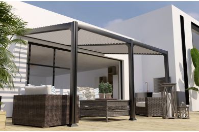 Pergola adossée Azura en aluminium 3,5 x 4 m.