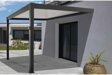 Pergola adossée bioclimatique motorisée ZEPHIR 3000x4000 mm - Toit plat - Océo