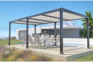 Pergola autoportée bioclimatique Memphis 6x3m - Couleurs du monde