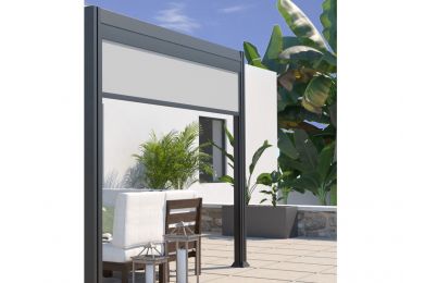 Store brise-vue latéral coulissant pergola autoportée - 3m - Couleur du monde