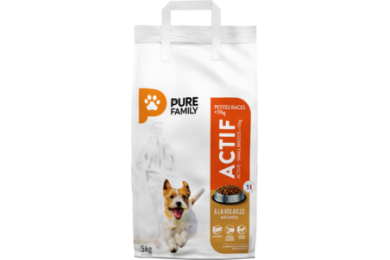 Croquettes chien adulte actif petit race 5kg - Pure Family