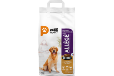 Croquettes chien adulte moyennes & grandes races light 4kg - Pure Family