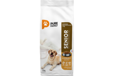 Croquettes chien senior moyennes & grandes races 15kg - Pure Family