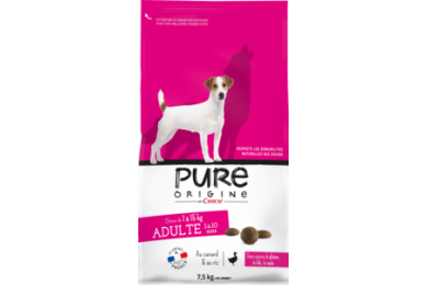 Croquettes chien adulte petite et moyenne race 7.5kg - Pure Origine