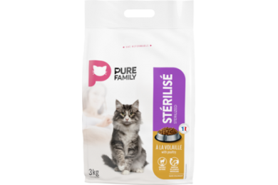 Croquettes chat adulte stérilisé 3kg - Pure Family