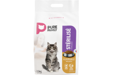 Croquettes chat adulte stérilisé 7.5kg - Pure Family