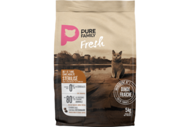 Croquettes chat adulte stérilisé 5kg dinde - Pure Family Fresh