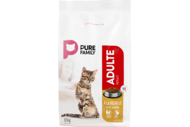 Croquettes chat adulte 12kg volaille - Pure Family