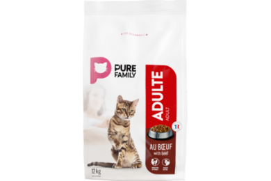 Croquettes chat adulte 12kg boeuf - Pure Family